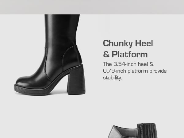 Chunky Heel Platform Knee-high Boots-DREAM PAIRS
